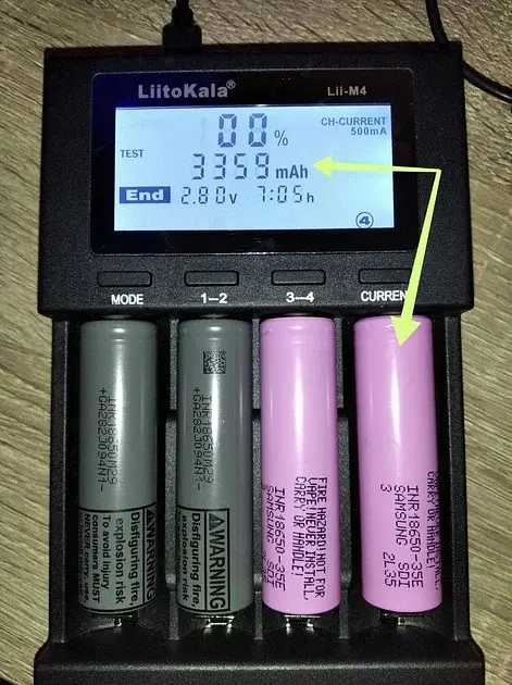 Акумулятор 18650 Li-Ion Samsung INR18650-35E, 3400 mAh, 8A- 2 ШТУКИ в боксі - фото 4