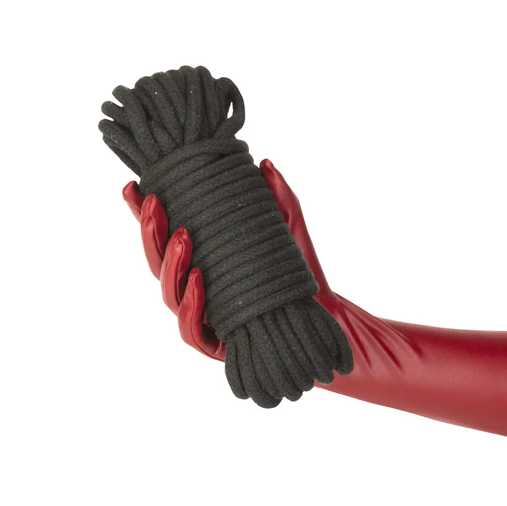 Бавовняна мотузка для шибарі Punishment – Bondage Rope – Black, 9,7 м, чорна - фото 3