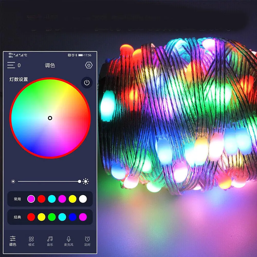 Светодиодная лента 10M Bluetooth Dream Color Fairy Lights 5V USB RGB IC Водонепроницаемые рождественские огни - фото 7