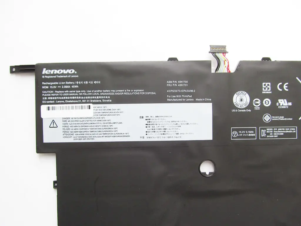 Акумулятор для ноутбука Lenovo ThinkPad X1 Carbon (2nd Gen), 2990 mAh (45Wh), 4cell, 15V, Li-Pol, чорний - фото 3