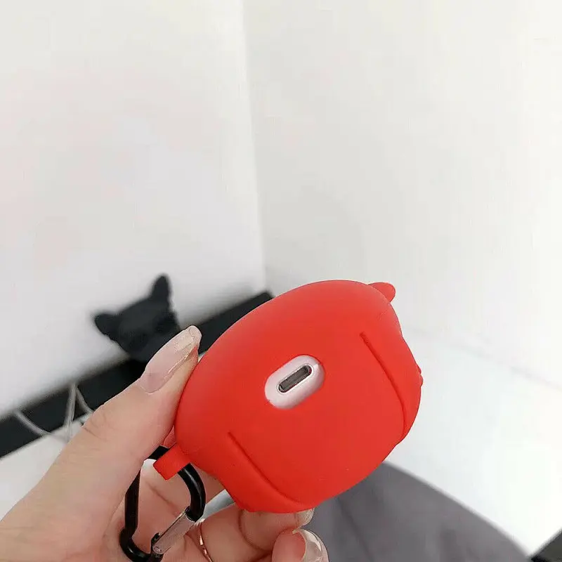 Силіконовий футляр Brand для навушників AirPods 1/2 + карабін Karl Lagerfeld red - фото 4