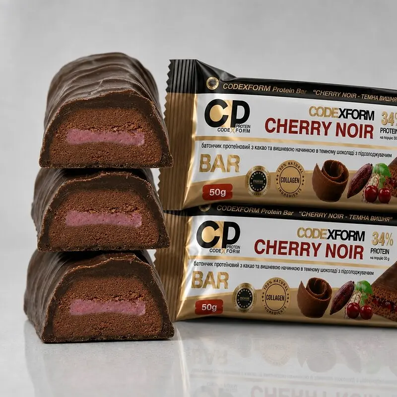 Блок протеїнових батончиків CODExFORM Protein Bar 12*50 г - Вишня - фото 5