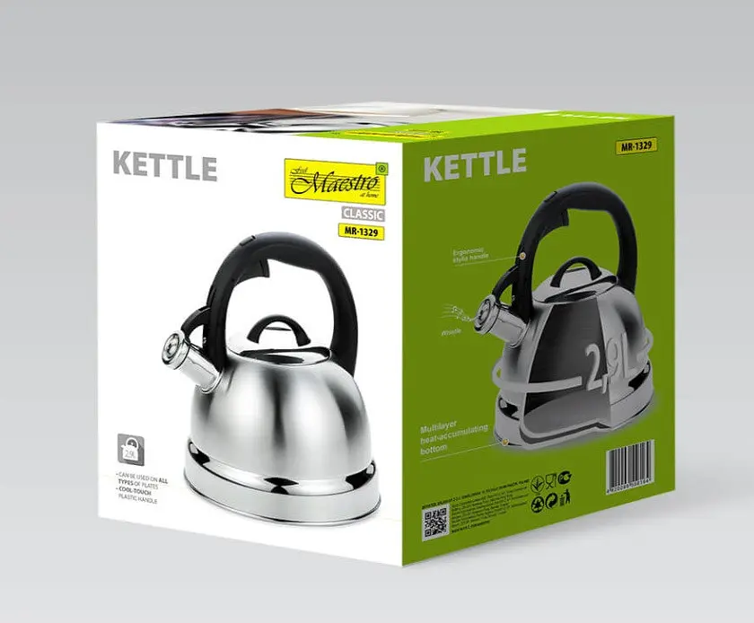 Чайник для газовой плиты Maestro MR-1329 со свистком из нержавеющей стали нержавейка 2,9 л - фото 3