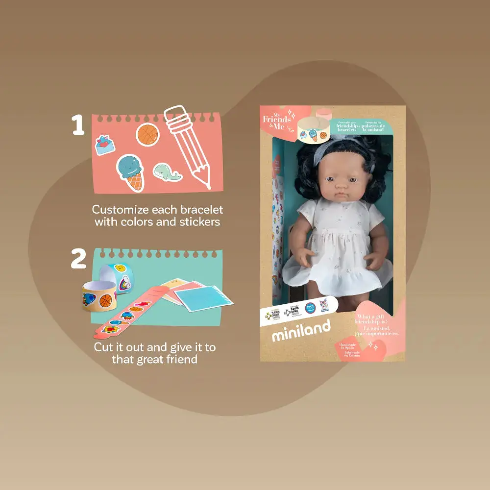 Лялька Miniland дівчинка брюнетка блакитноока в одязі 38 см подарункова коробка (33210) - фото 5