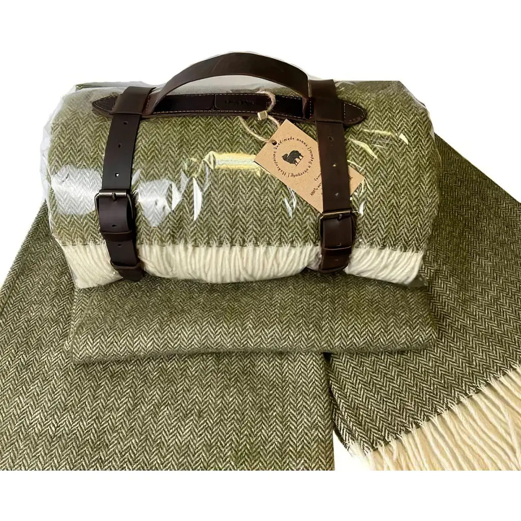 Плед Love You тревел вовняний Олива 140х200 см (6032P) - фото 2