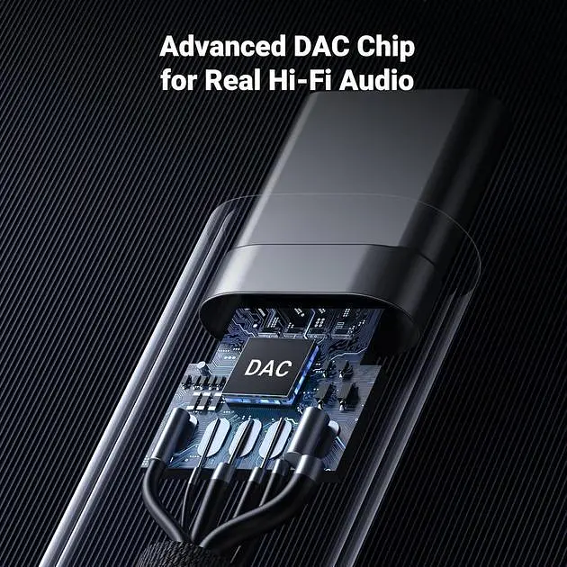 Переходник USB Type-C – 3,5 мм UGREEN CM720 Aux Dongle HiFi адаптер для наушников Black (25836) - фото 5