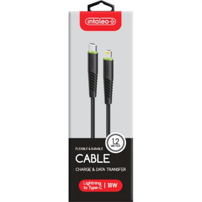 Дата кабель USB-C to Lightning 1.2m CBFLEXTL1 18W black Intaleo (1283126542459) - фото 2