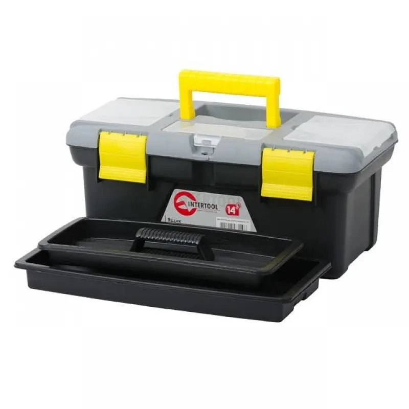 Комплект ящиків для інструментів 3 шт INTERTOOL BX-0303 (ВХ-0310 10"/ВХ-0312 12"/ВХ-0314 14") набір скрині для майстра для біт насадок та інших інструментів 3 контейнери Чорний з сірим жовтим - фото 9