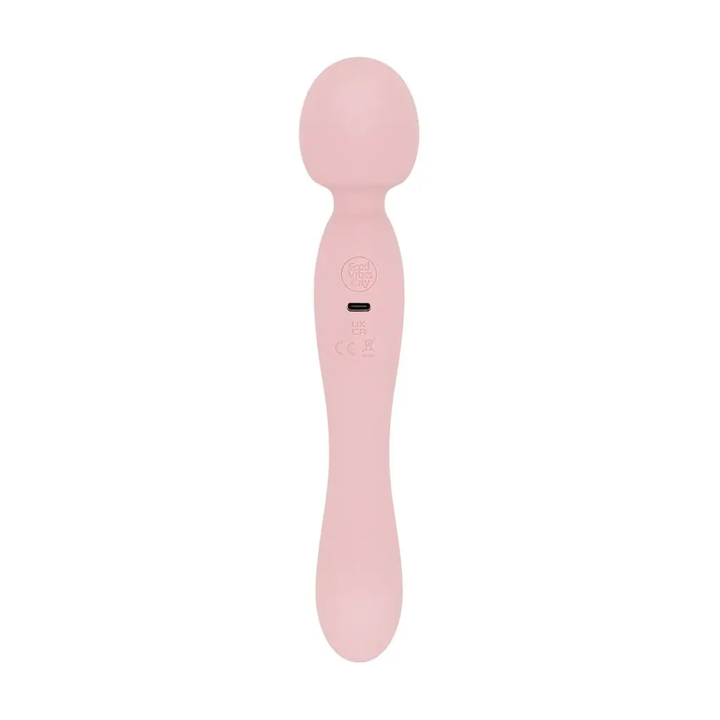 Двосторонній масажер-вібратор Good Vibes Only - SIMI Double-Sided Wand Vibrator Soft Silicone - Pink - фото 3