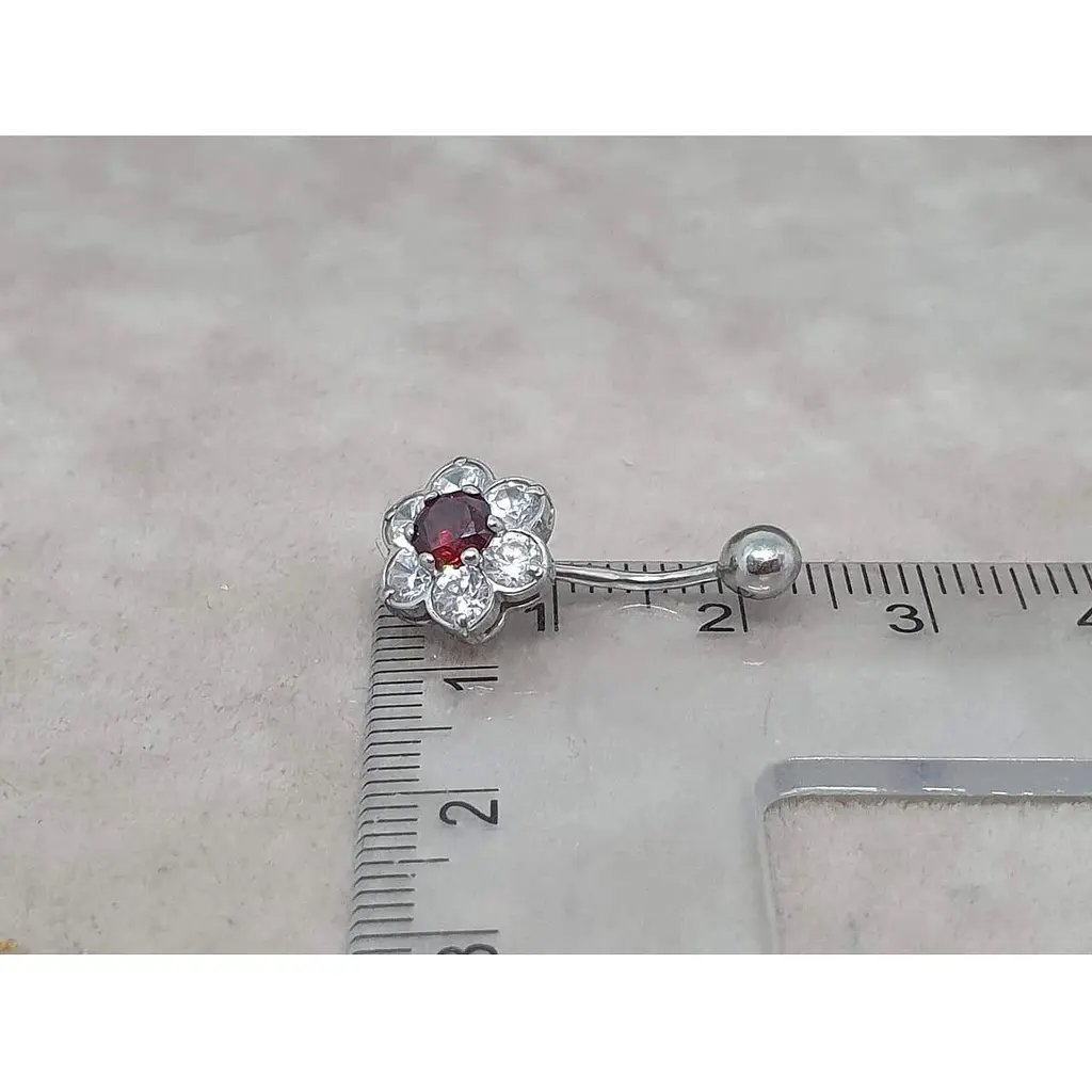 Серебряная серьга для пирсинга пупка Ирий с фианитами. 6010 Красный - фото 4