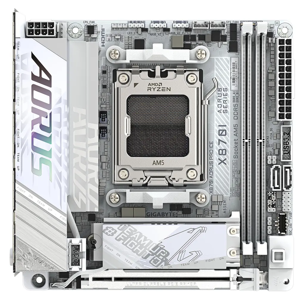 Материнская плата X870I AORUS PRO ICE sAM5 X870I AORUS PRO ICE 2xDDR5 M.2 Wi-Fi BT HDMI Typ Gigabyte teh0018952 - фото 2