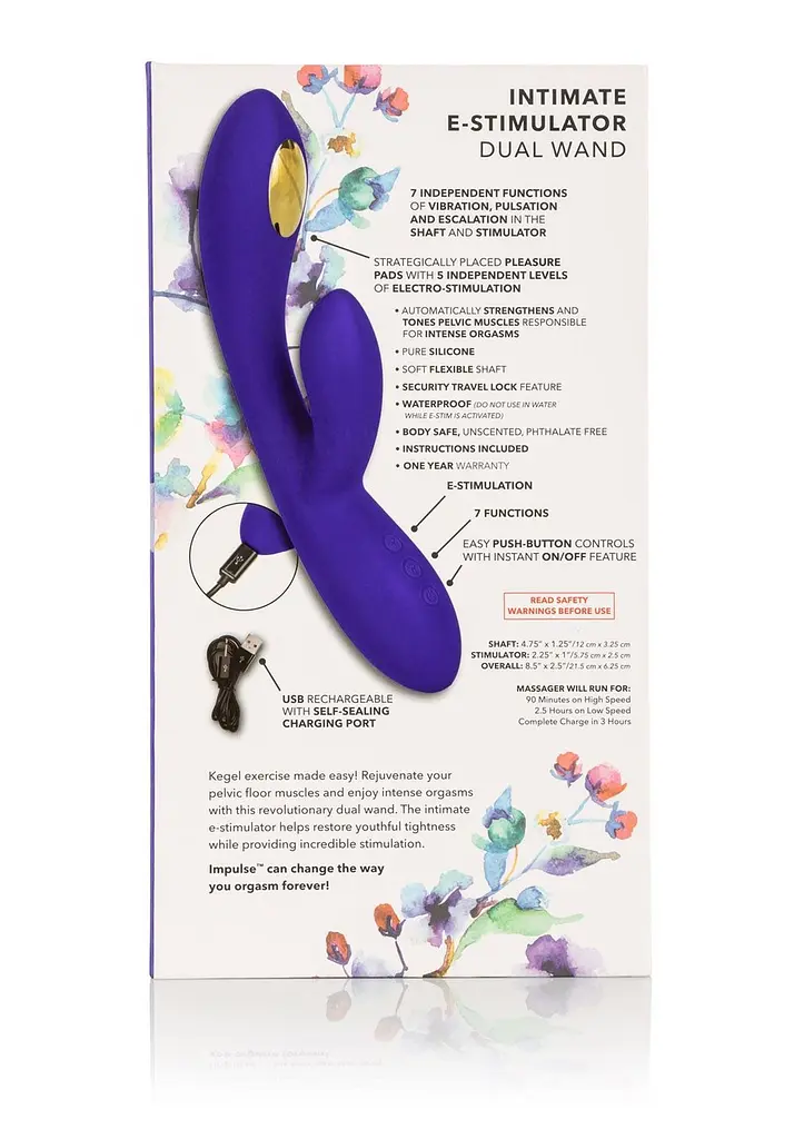 Вибратор-кролик CalExotics Impulse Estim Dual Wand 21.5 см фиолетовый - фото 8