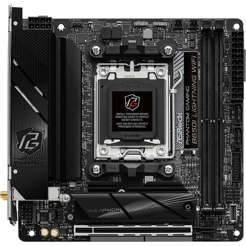 ASRock B650I LIGHTNING WIFI(AM5/B650, 2*DDR5, 1xPCIex16, HDMI/DP, 2xSATAІІІ,2xM.2, 2.5GLan, mITX) - фото 4