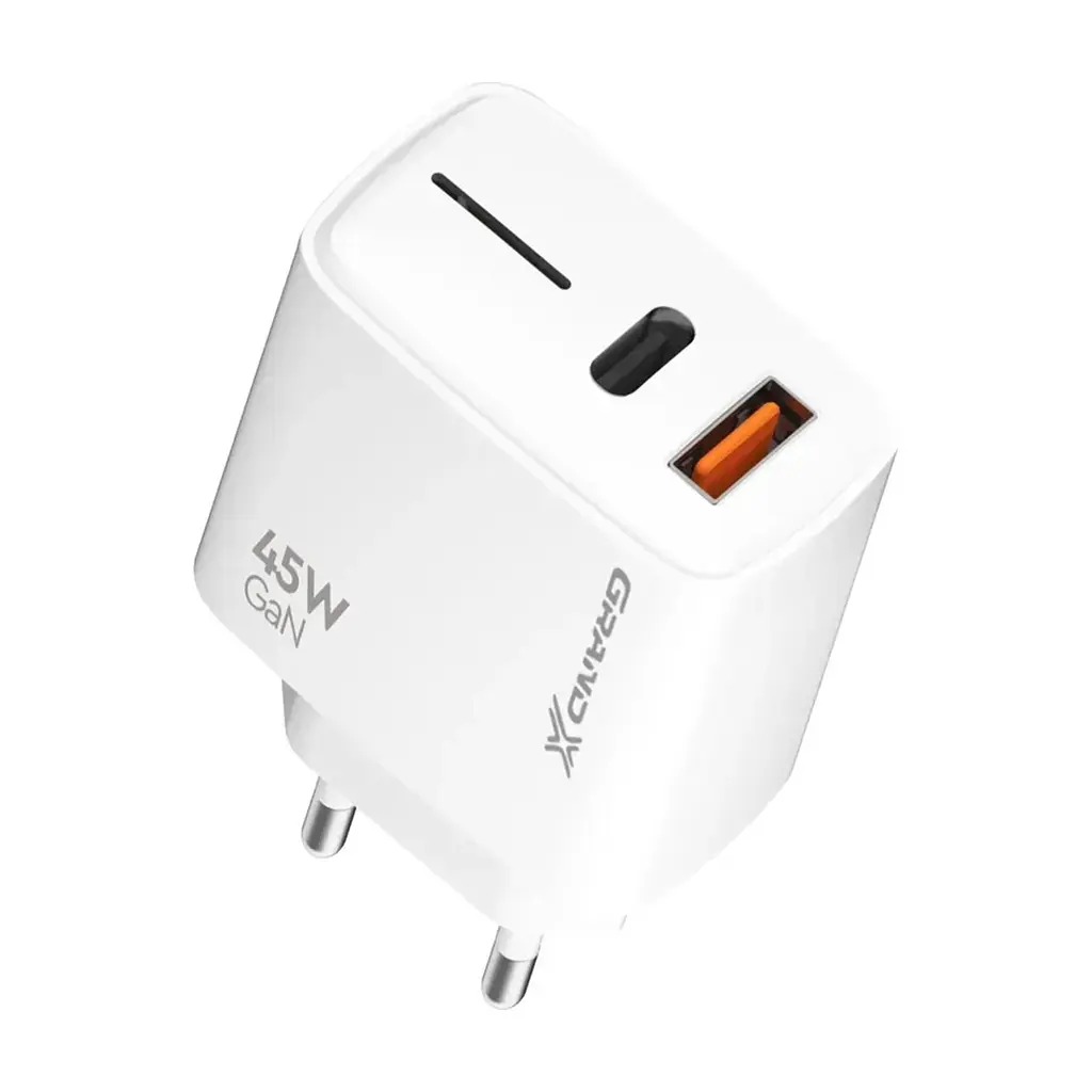 Зарядний пристрій Grand-X GaN 1xUSB-C + 1xUSB QC3.0 45W white (CH-460W) - фото 3