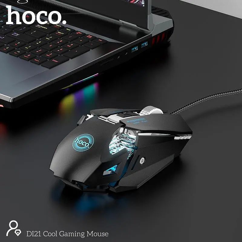 Мышь Hoco DI21 Cool Gaming Mouse 7200dpi проводная игровая с подсветкой - фото 5