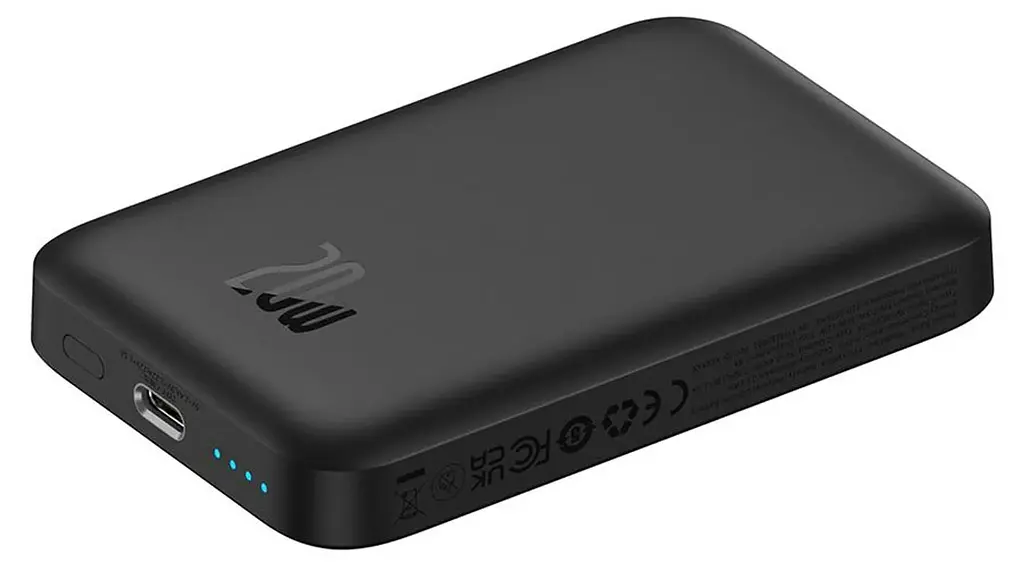 Зовнішній акумулятор Baseus Magnetic Mini Air Wireless Fast Charge Power Bank 6000mAh 20W чорний (P10059002113-00) - фото 4