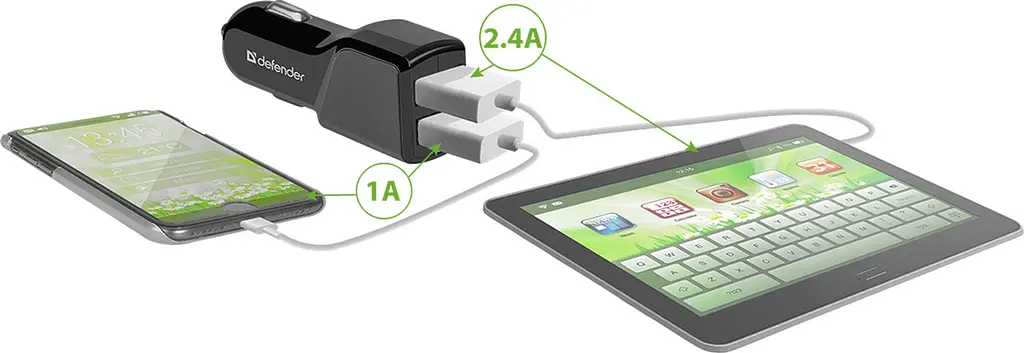 Автозарядка 2xUSB 18W (2xUSB-A) 3.4A UCA-34 чорна Defender - фото 3