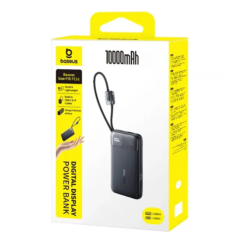Портативний ЗП Power Bank Baseus EnerFill FC11 PD45W with cables 10000 mAh (E00310) Cosmic Black - фото 3