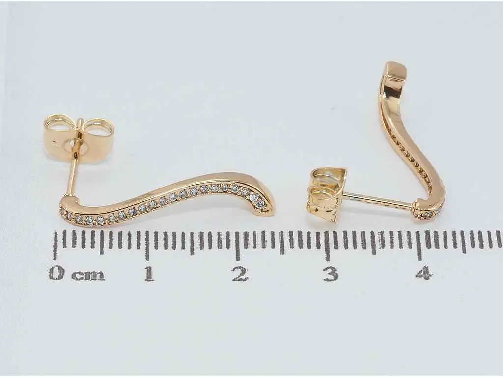 Сережки Xuping Позолота 18K пусети "Хвилясті доріжки цирконію" (159684) - фото 2