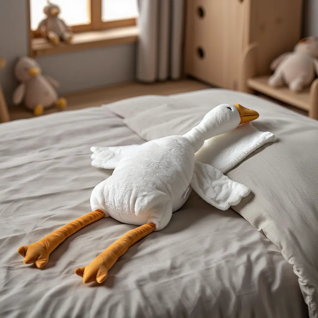 Мягкая игрушка-подушка с плюшевым пледом внутри Гусь-обнимусь 135 (см) 3 в 1 Белый Colorful Home 520-6W - фото 2