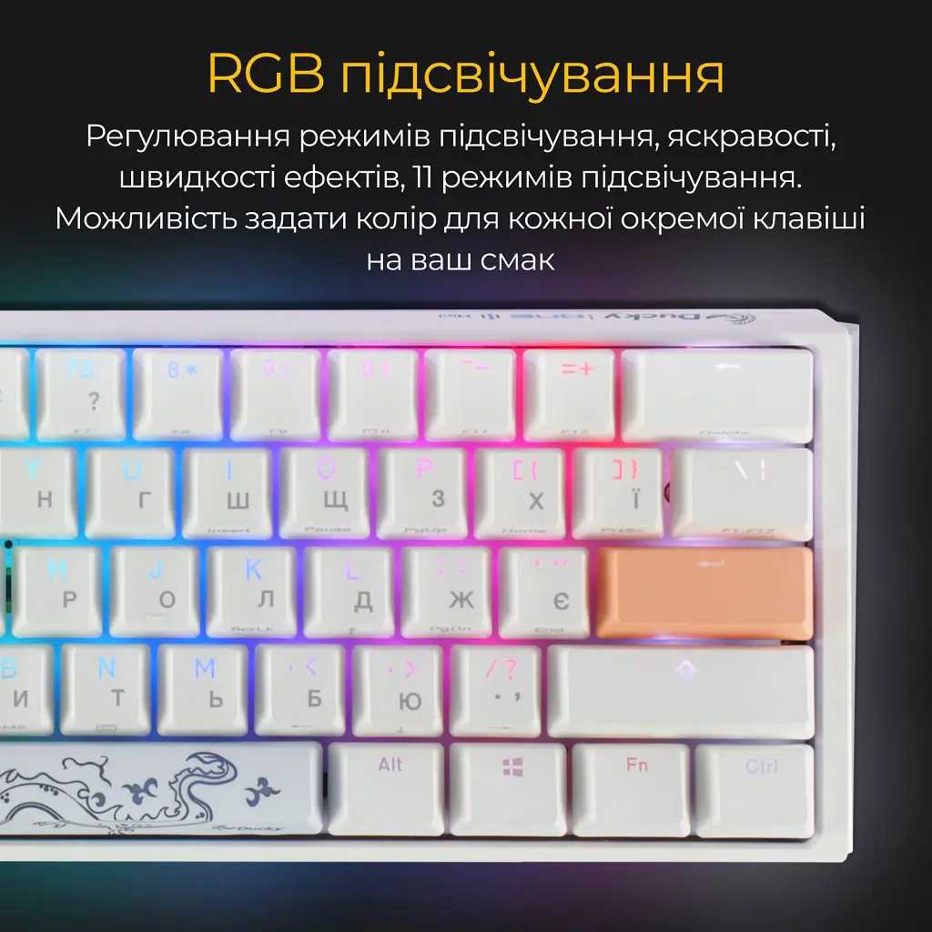 Клавіатура Ducky One 3 Mini Cherry MX Speed Silver RGB White [DKON2161ST-PUAPXPWWWSC1] UA  [125720] - фото 6