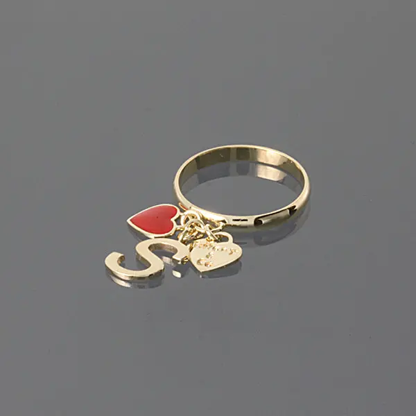 Каблучка з жовтого золота з емаллю і буквою 18 K-0120 - фото 4