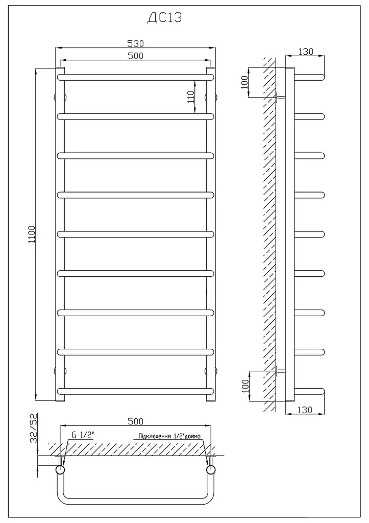 Водяной полотенцесушитель Kosser Скоба 1100x530/9 ДС13, Хром - фото 4