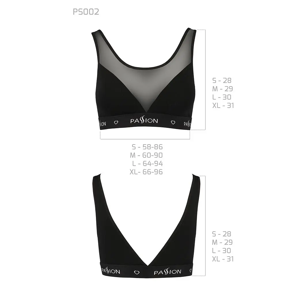 Топ з прозорою вставкою Passion PS002 TOP XL, black - фото 6