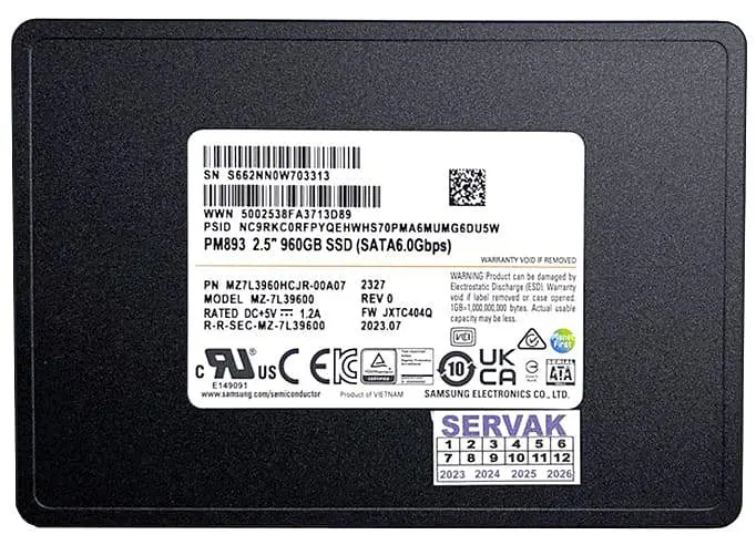 Накопичувач SSD Samsung Sata 2.5" 960Gb (1Tb) PM893 960Gb (MZ-7L39600) Б/в - фото 3