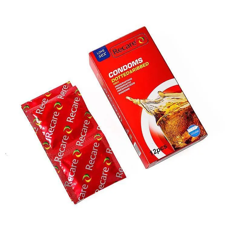 Презервативи Recare Cola Dotted&Ribbed Condoms 12 шт, з пухирцями та ребрами, аромат: Кола - фото 2