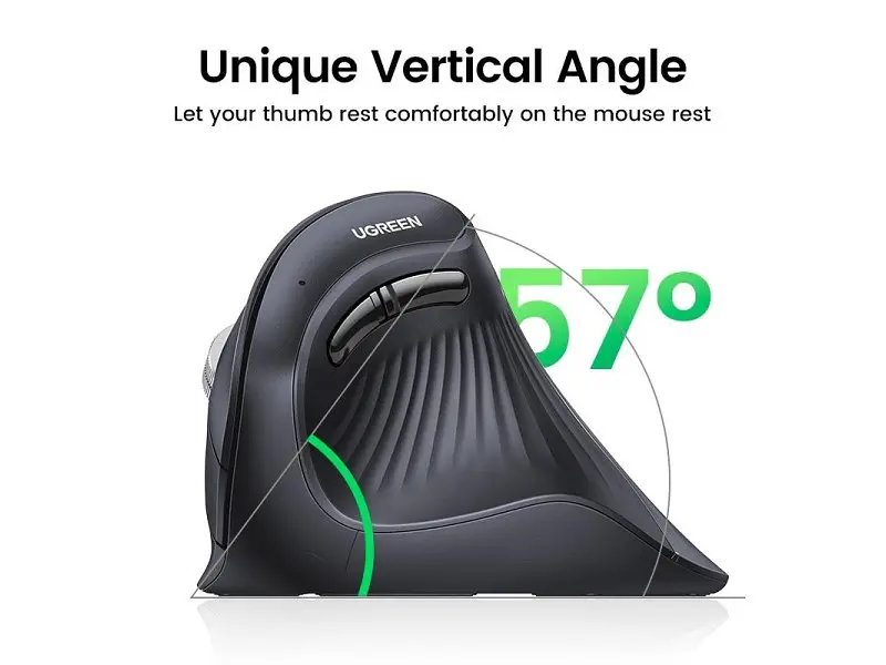 Миша UGREEN MU008 Vertical Ergonomic Black (25444) - фото 2