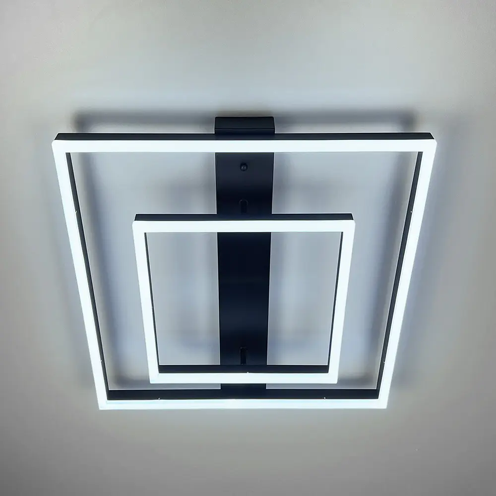 Сучасний LED-світильник у чорному корпусі із двох квадратів 50х50 см | Line F | Арт. 331-500 BK - фото 2