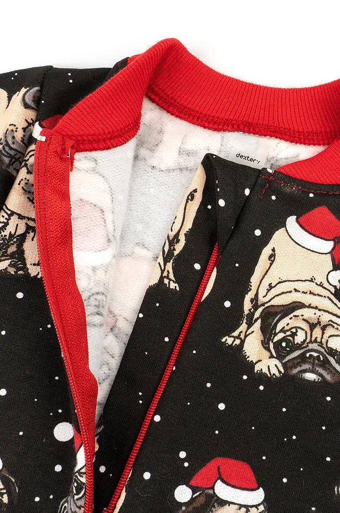 Дитячий трикотажний ромпер з начосом та різдвяним принтом Christmas pugs - фото 3