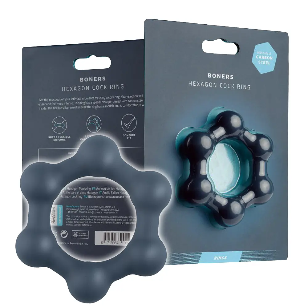 Ерекційне кільце Boners Hexagon Cock Ring 3.8 см сірий - фото 3