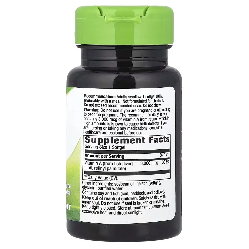 Вітамін А Nature's Way Vitamin A 3000 mcg, 100 капсул для підтримки очей та імунної системи. - фото 2