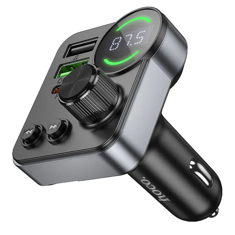 АЗП FM модулятор Hoco E86 Alegria PD30W+QC3.0 48W (2USB-A/1C) Black - фото 4