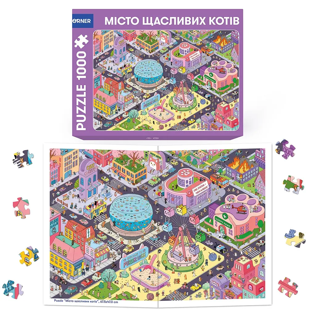 Пазл Orner Місто щасливих котів 1000 елементів - фото 3