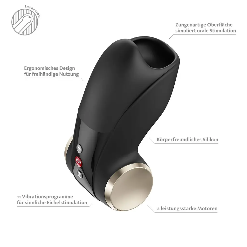 Мастурбатор для головки пеніса Fun Factory COBRA LIBRE II Black, 2 мотори, гра без рук - фото 2