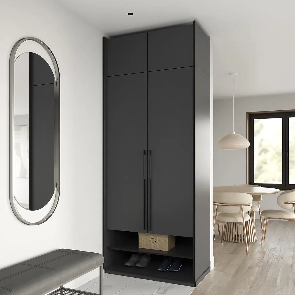 Шафа для одягу Flamecame зі штангою на 2 двері у передпокій FR-04 Антрацит - фото 3