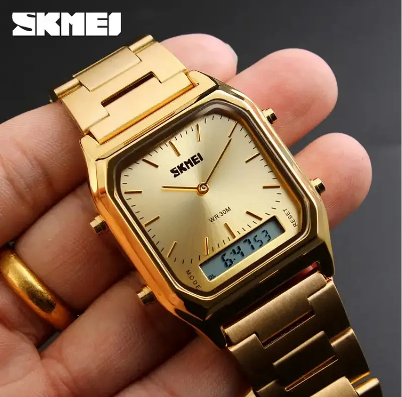 Наручные мужские часы Skmei 1220 Tango Золотые - фото 4