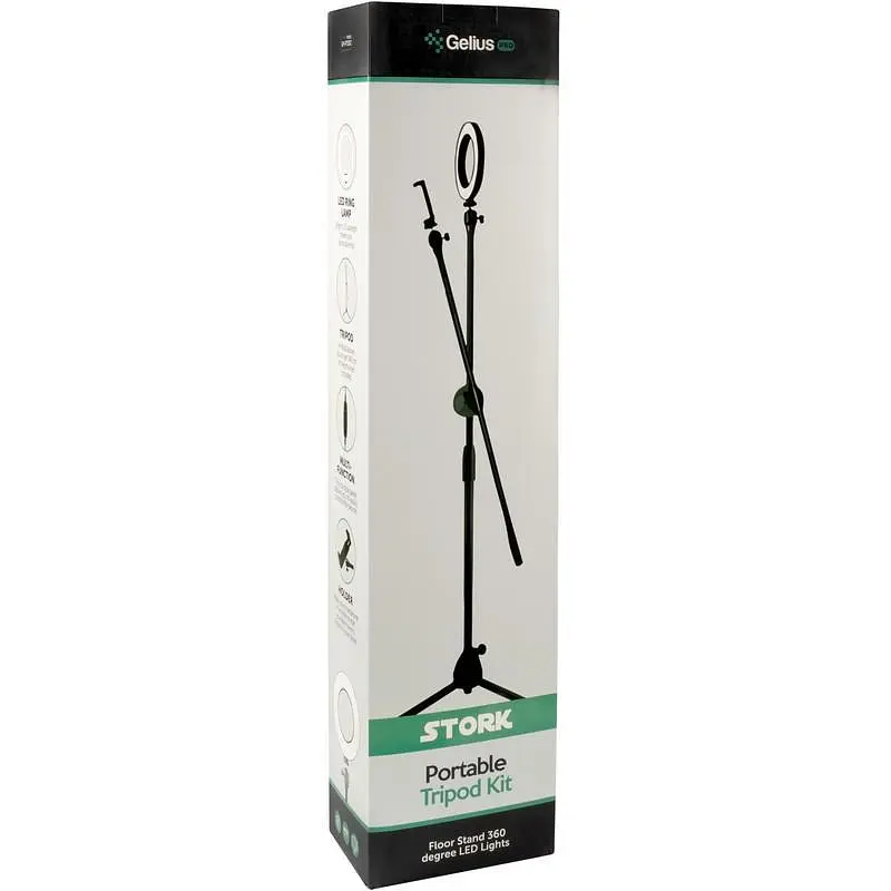 Штатив з кільцевої лампою Gelius Pro Portable Tripod Kit LED Stork GP-PT-002 - фото 9