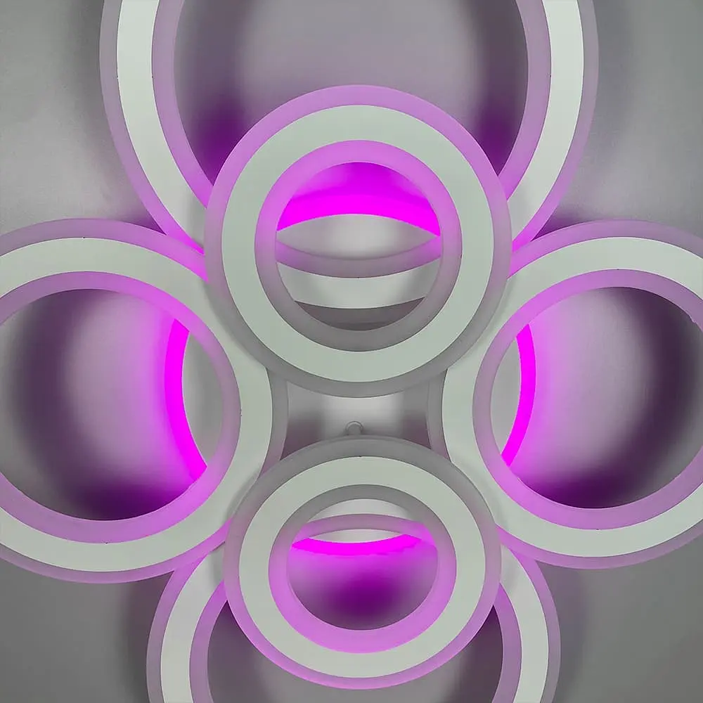 Потолочные люстры на 6 колец в белом корпусе 63×80 см | Ст. A 2763/2+2+2 RGB WT | Line F - фото 3