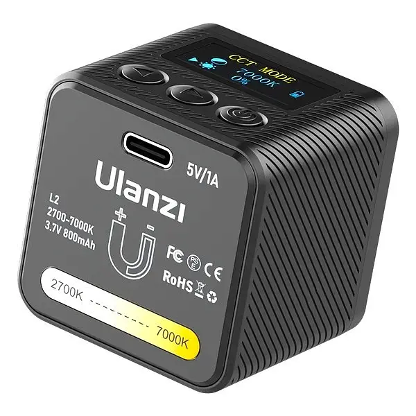 Накамерный видеосвет Ulanzi L2 1000 лк 2700–7000K 800mAh IP68 с фильтрами рассеивателем блендой магнитная зарядка - фото 5