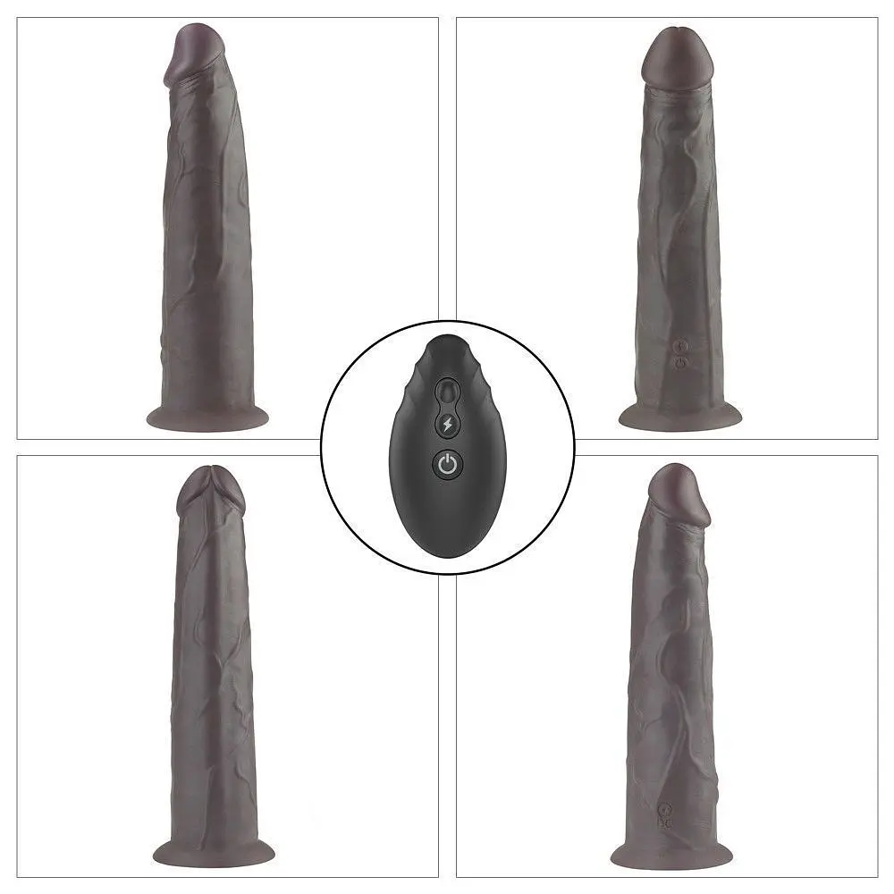 Вібратор LoveToy 9" Dual Layered Platinum Silicone Rotator, 23 см (чорний) - фото 4