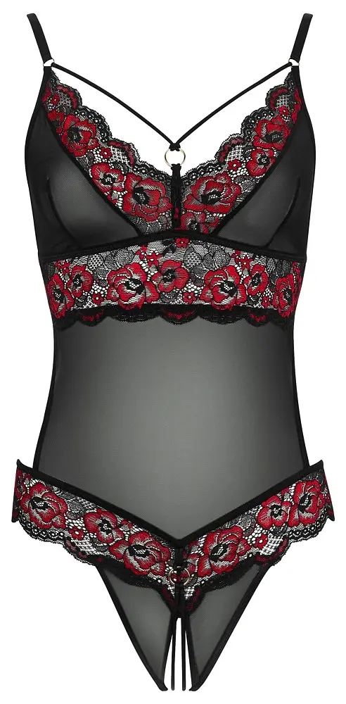 Боді Cottelli Collection Crotchless otwarte, L/XL (чорний) - фото 4