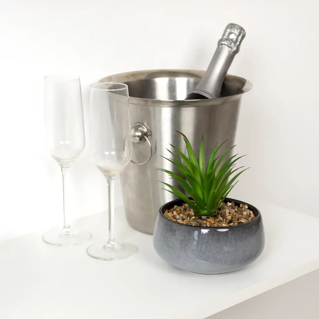 Горщик зі штучною рослиною МВМ My Home, 19 см, сірий (DH-FLOWERS-19 GREEN/GRAY) - фото 3