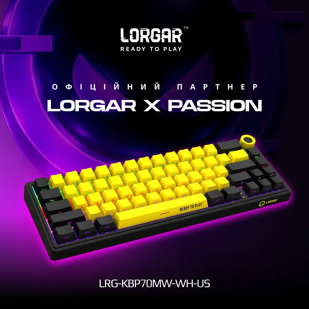 Клавіатура Lorgar KBP70MW Pro RGB Wireless/Bluetooth/USB UA Black/yellow (LRG-KBP70MW-YL-US) - фото 2