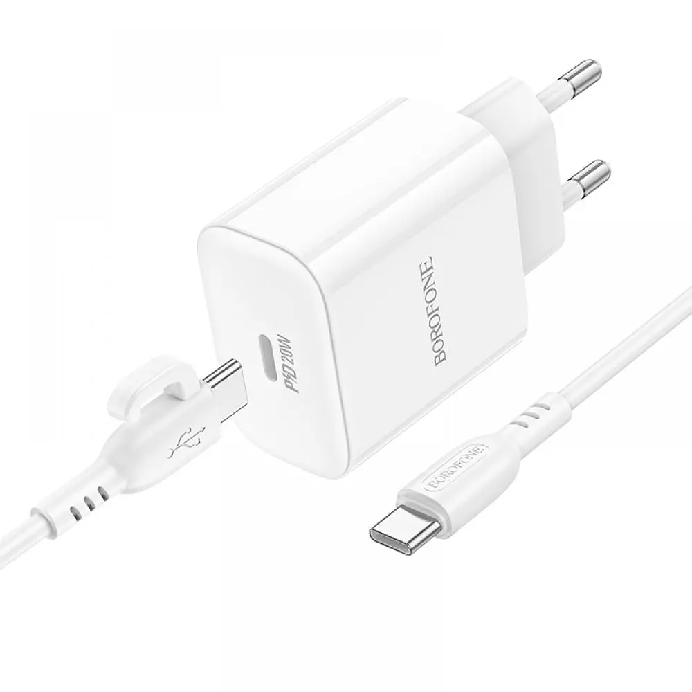 Комплект зарядного пристрою Borofone BA81A 1 Type-C PD20W Type-C to Type-C White (32971_2955230) - фото 3
