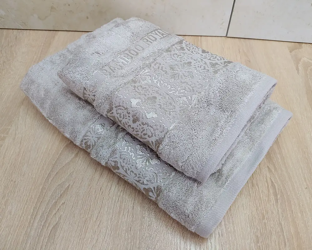 Набір турецьких бамбукових махрових рушників Cestepe 50х90+70х140 Bamboo Royal acik bej - фото 3