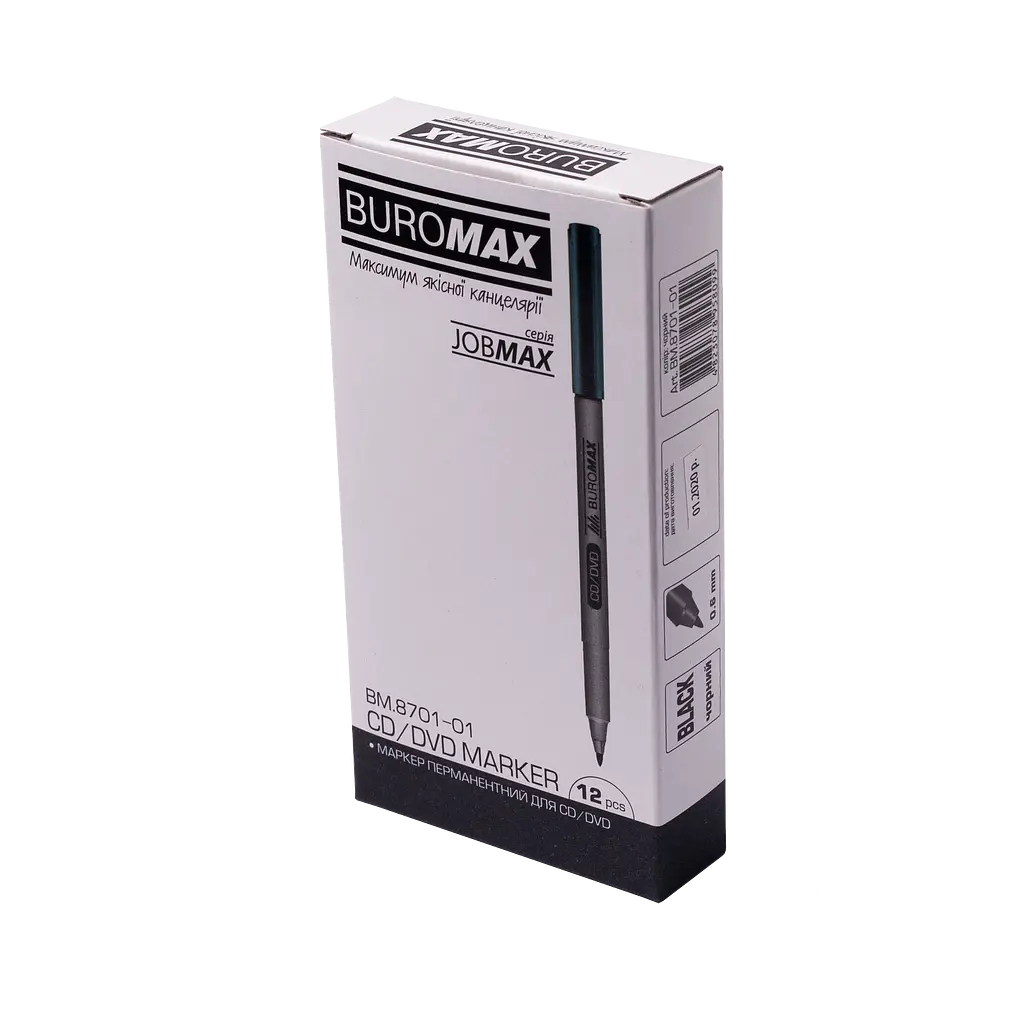 Маркер Buromax Jobmax водостойкий 0.6 мм черный (BM.8701-01)   - фото 3